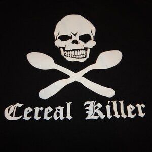 Cereal Killer T-shirt Black Men Size 3XL Cotton Funny Novelty Pirate Skull